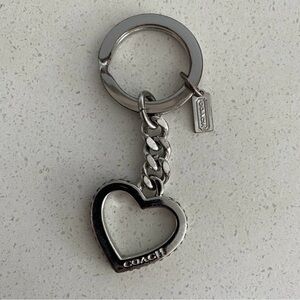Coach Y2K Crystal  Silver Heart Keychain